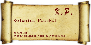 Kolonics Paszkál névjegykártya